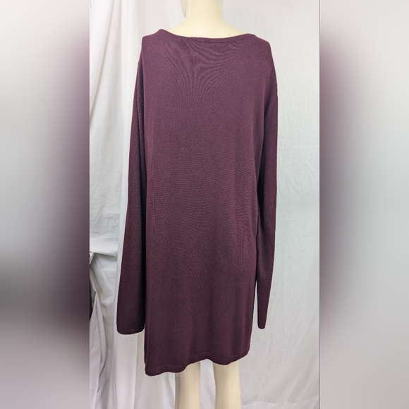 J Jill Maroon Long Sleeve Sweater Tunic Dress Medium - Picture 2 of 8